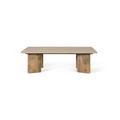 Table basse rectangulaire marbre travertin et pieds bois manguier
