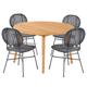 Ensemble table bois d'acacia FSC et 4 chaises coloris noir