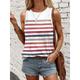 Women's Tank Top Vest Striped Daily Print Sleeveless Rainbow Sleeveless Daily Crew Neck Summer