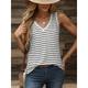 Women's Tank Top Vest Striped Daily Print Sleeveless Black Sleeveless Basic Casual V Neck Summer