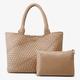 Women's Tote Bag Set Hobo Bag PU Leather Office Shopping Holiday Braided Strap Large Capacity Solid Color Silver Olive Green off white