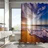 Beach And Seawater Landscape Print Shower Curtain With Hook Modern Polyester Machined Waterproof Bathroom