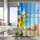 Beach Seawater Shell Landscape Print Shower Curtain With Hook Modern Polyester Machined Waterproof Bathroom