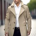 Men's Winter Coat Peacoat Trench Coat Outdoor Daily Wear Winter Autumn Outerwear Clothing Apparel Fashion Streetwear Plain Front Pocket Lapel Single Breasted