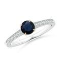 Angara Natural 0.6 Ct. Blue Sapphire with Diamond Vintage Inspired Ring in 14K White & Rose Gold for Women (Ring Size: 4.5)