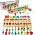 CozyBomBâ„¢ Wooden Number Puzzle YPF5 Sorting Montessori Toys for Toddlers - Shape Sorter Counting Game for age 3 4 5 year olds Preschool Education Math Stacking Block Learning Wood Chunky Jigsaw