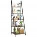 Homfa 5 Tier Ladder Shelving Unit Standing Metal Shelf Organizer Rack for Kitchen Living Room Garage Office Small Spaces Brown & Black