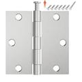 3.5 Inch Exterior Door Hinges 3 Pack for Bedroom Bathroom Cabinet and More Interior Door Hinges with Square Corner Satin Nickel