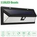 118 LED Solar Wall Light Outdoor IP65 Waterproof 120Â° Sensing 270Â°Wide Lighting Angle Motion Sensor Solar Lamp for Garage Garden Pathway