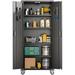 Omethey Upgraded 72 H Storage Cabinet with Wheels Lockable Garage Cabinets with Round Hole Door Pegboard Metal Storage Cabinet with 2 Doors and 4 Adjustable Shelves Black