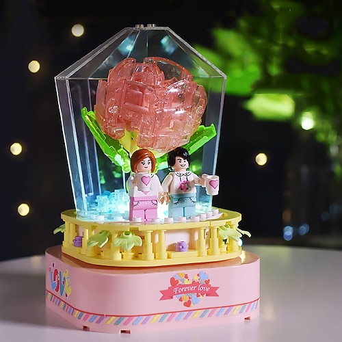 Festbaum Bauklötze Rotierende Lichter Musik Kreative Dekoration Kinder Puzzle Zusammenbau Festgeschenke Weihnachtsgeschenk Image