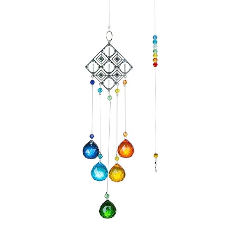 Buntes Leben des Baumes, Sonnenfänger, Traumfänger mit buntem Kristall, handgefertigtes Geschenk, Wandbehang, Dekor, Kunst, Windspiel, Autoanhänger zum Aufhängen Image