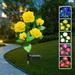 Outdoor Solar Lights Flower Lamp Outdoor Solar Landscape Lights with 5 Rose Flowers Waterproof Solar Garden Lights for Patio Yard Pathway Decoration Yellow