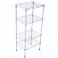 Rectangle Carbon Steel Metal Assembly 4-Shelf Storage Rack Silver Gray - Space-Saving and Versatile Storage Solution