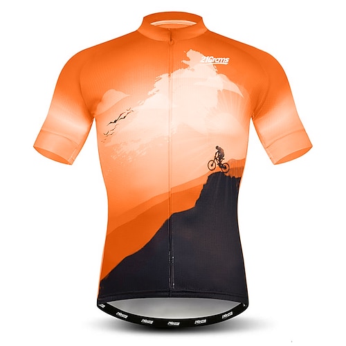 21Grams Herren Kurzarm Fahrradtrikot Sommer Elastan Lycra Polyester Blau gelb Schwarz / gelb Schwarz / Orange Neuheit Lustig Fahhrad Trikot / Radtrikot Oberteile Bergradfahren Straßenradfahren Image