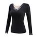 Women s German Velvet Seamless Thermal Underwear Solid Color Slim Bottom Outer Wear Thick Warm Long Sleeves Top With Chest Pad Long Tops for Men Thermal Underwear Tops for Women Long Sleeve Mens Warm