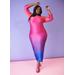 Plus Size Cold Shoulder Ombre Maxi Dress