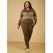 Plus Size Metallic Fishnet Track Pants