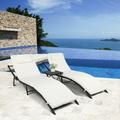 3 PCS Portable 5 Gear Adjustable Chaise Patio Wicker Foldable Pool Lounge Chairs