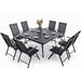 simple & William Outdoor Patio 7 Pieces Dining Set with 6 PE Rattan Chairs and 1 Rectangle Expandable Metal Table Modern Outdoor Furniture with Seat Cushions for Poolside Porch Pat