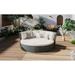OYang 5-Piece Round Patio Furniture Rattan Sofa with 2 Loveseat and Footstools Cushions and Pillows Adjustable Table Metal Frame Sofa Set for Garden Backyard