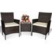 YFbiubiulife 3 Piece Patio Set Outdoor Wicker Rattan Conversation Set Porch PE Rattan Outdoor Set with Coffee Table Chairs & Thick Cushions for Patio Garden Lawn Backyard Pool (Br