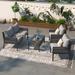 Patio Conversation Sets 4 Piece Outdoor Furniture Set With 2 Single Sofa Loveseat Glass Coffee Table Patio Furniture