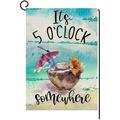 Jbralid Summer Beach Garden Flag It s 5 O Clock Somewhere Vertical Double Sided Tropical Fruit Coconut Burlap Yard Outdoor Decor 12 x 18 Inches