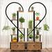 2 Pcs 5 Tier Metal Indoor Plant Stand with Wheels Wood Plant Stands Multi-Purpose Plant Stands for Outdoor Home Decor Balcony Patio Garden Gardening Gifts for Mom