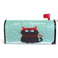 SKYSONIC Let It Snow Cute Black Cat Kitten Magnetic Mailbox Cover Letter Post Box Cover Standard Size 21 x 18 Inch Mailbox Cover for Home Garden Yard Patio Outdoor Decor