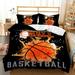 3D Sports Fire Basketball Bedding Set for Teen Boys Duvet Cover Sets with Pillowcases Twin Full Queen King Size 3PCS 1 Duvet Cover+2 Pillow shams