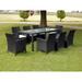 9 Piece Patio Dining Set with Cushions Poly Rattan Black Consists of 1 Table 8 Chairs and 8 Removable Seat Cushions