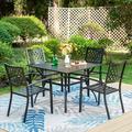 Grand patio 7 Pieces Outdoor Dinning Sets Weather-Resistant Wicker Patio Furniture for 6 Including Chairs and Rectangle Table with Umbrella Hole for Backyard Garden Poolside Deck Gr