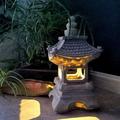 TOFOTL Solar Lights Zen Stone Pagoda Decorative Ornaments Garden Resin Sculpture Buddha Furniture Outdoor Lights For Balcony Garden Courtyard Garden Deco