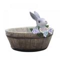 Alvage Landscape Cute Bunny Design Natural Resin Planter Flower Pot Home Garden Decors Wooden Bunny Pots