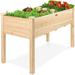 48.2x24.1x30.5in Raised Garden Bed Elevated Wood Planter Box Stand for Backyard Patio Balcony w/Bed Liner 200lb Capacity - Natural