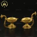 ProudlyIndia Brass Lamp Metal Lamp kuthu Vilakku Brass Diya Kerala Oil Lamp Set of 2 Single Wick Peacock Head Indian Brass Lamp South Indian Lamp Kerala Deepam Nilavilakku