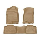 Husky Liners by RealTruck Weatherbeater | Compatible with 2007 - 2013 Chevrolet Silverado/GMC Sierra 1500 / 2500 / 3500 Ext Cab - Front & 2nd Row Liner (Footwell Coverage) - Tan 3 pc. | 98213