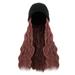 Blekii Beanie Hat Knitted Long Wavy Curly Hair Wig Warm Knitted Velvet 28 Inch Women s Synthetic Wig Winter Wigs Human Hair Pink Clearance
