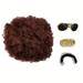 BingHuiKJ African Wig Menâ€˜s 5-piece Set (wig Glasses Necklace Beard Wig Cap) 70s Clothing Wig Disco Natural Short Black Curly Synthetic Hair Wig For Christmas Role-playing Party idea