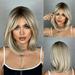 Brown Straight Wigs With Bangs For Black Women Shoulder Length Bob With Dark Roots For Girl Daily Use Cosplay LC8024-1