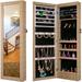 Mirror Jewelry Cabinet Upgraded 6 LED Lights Wall/Door Mounted Jewelry Armoire Organizer Jewelry Box with new materials and colorsï¼ŒLockable Makeup Organizers and Storage