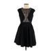 Aqua Cocktail Dress - Fit & Flare: Black Damask Dresses - Women's Size 6