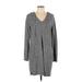 Soho JEANS NEW YORK & COMPANY Casual Dress - Sweater Dress: Gray Marled Dresses - Women's Size Large