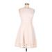 Calvin Klein Casual Dress - A-Line: Ivory Solid Dresses - Women's Size 6 Petite