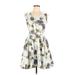 Love Ady Casual Dress - Fit & Flare: Ivory Paint Splatter Print Dresses - Women's Size Large