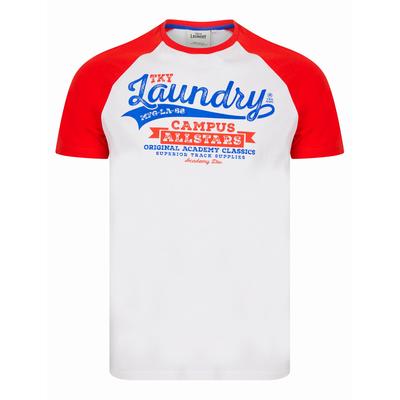 T-Shirts Milwaukee Baseball Style Raglan Sleeve Cotton Jersey Crew Neck T-Shirt in High Risk Red / M - Tokyo Laundry