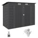 Outsunny 8 x 4FT Galvanised Metal Garden Shed, Outdoor Storage Shed with Double Doors and 2 Vents, Grey