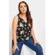 Yours Curve Black & Pink Floral Print Vest Top, Women's Curve & Plus Size, Yours