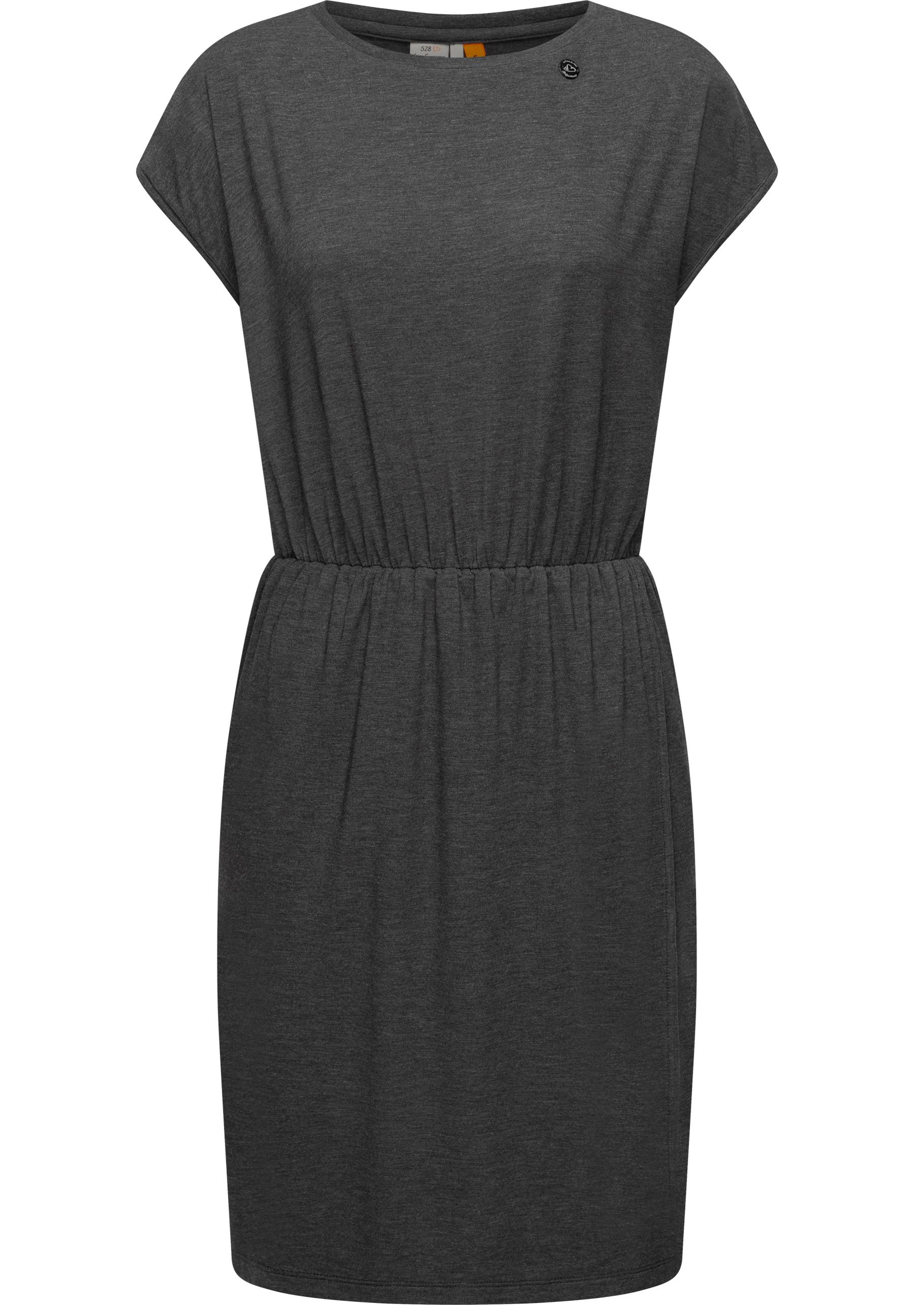 Jerseykleid RAGWEAR "Copr", Damen, Gr. L (40), Normalgrößen, grau (dunkelgrau), Material: 48% Viskose, 47% Polyester, 5% Elasthan, figurumspielend kniebedeckend, Rundhals, Ärmel ohne Ärmelschlitz Umschlagsaum, Kleider Jerseykleid, Stylisches...